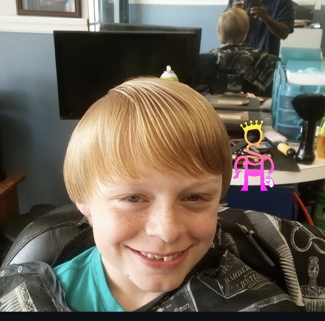 Clean kids cut with soft fringe